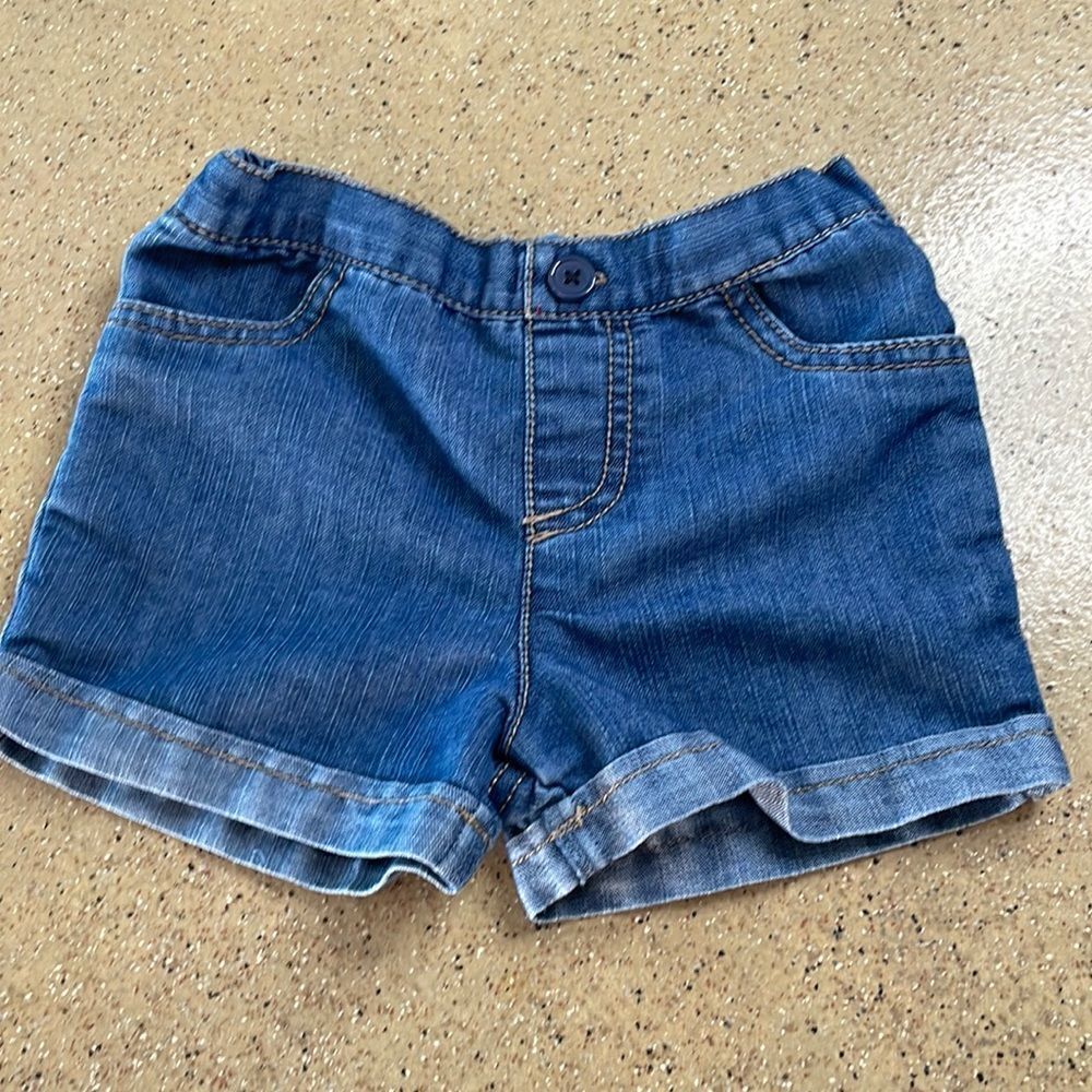 Girl's chambray denim cuffed jean shorts 3T